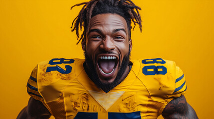 American football player is screaming