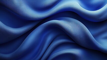 Obraz premium Wavy blue fabric folds background texture, ideal for luxury product backdrop