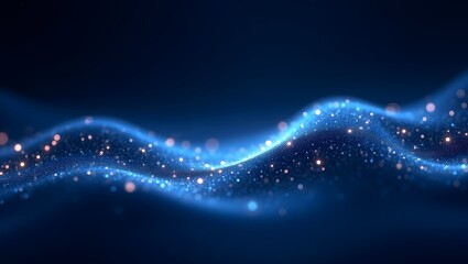 Serene Blue Particle Wave: Abstract Glowing Digital Art