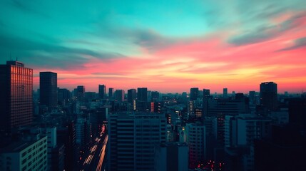 Fototapeta premium Dramatic Cityscape with Streaking Lights and Dynamic Urban Motion During Twilight