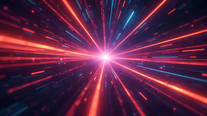 Futuristic light warp Long exposure glow Radial motion blur Sci-fi speed lights Glowing neon trails