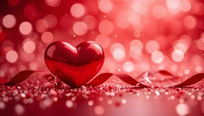 Valentine's Day. A luminous red setting complemented by a decorative ribbon.