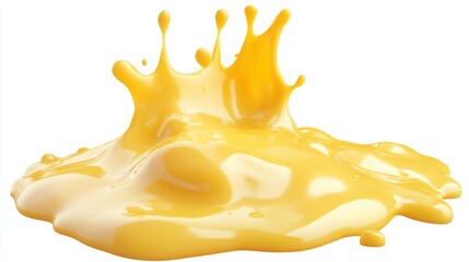 Melted cheddar cheese texture isolated on white background. Food photo sauce  Drip with splash