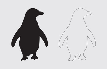 Penguin silhouette illustration vector art on white background