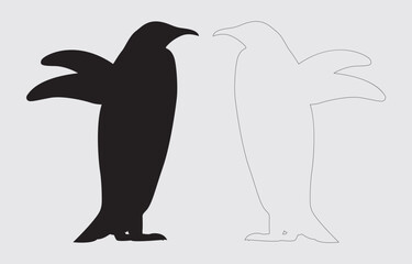 Penguin silhouette illustration vector art on white background