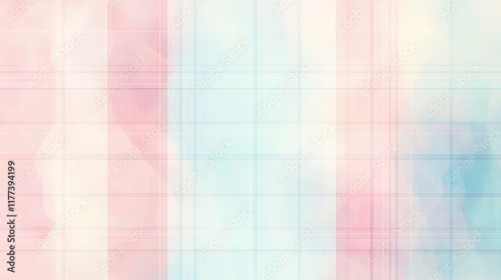 Poster Soft pastel blue and pink grid lines create a calming abstract background suitable for various creative projects