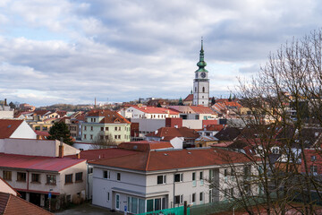 Obraz premium Trebic, Czech Republic - January 4, 2025: Cityscape. View of the Church of St. Martin.