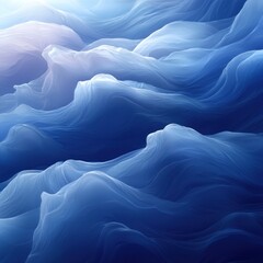 Obraz premium Abstract blue waves flowing in a dreamy landscape with light background, ideal for backgrounds