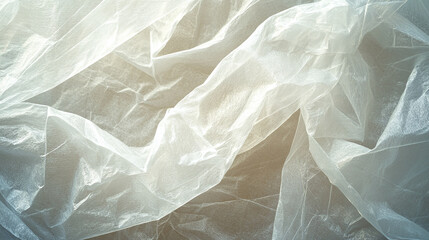 Obraz premium A macro shot of crumpled plastic, highlighting intricate details and creases, with natural light creating interesting patterns and shadows.