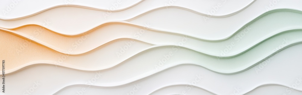 Poster Elegant wavy patterns on a clean white background showcasing subtle pencil textures and soft color transitions