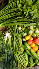 Fresh vegetables for cooking. Vegetables contain dietary fiber that helps cleanse the intestines.