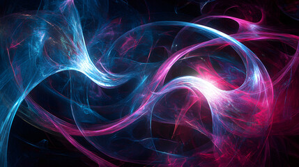 Interwoven Neon Cyberspace: Futuristic Blue and Pink Arc Pathways in a Digital Realm