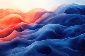 Obraz premium Colorful abstract waves landscape at sunset with flowing lines background for digital art
