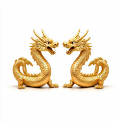 Obraz premium Pair of golden dragon figurines, intricately designed and majestic