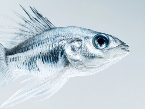 close-up of a silver fish with large eye
