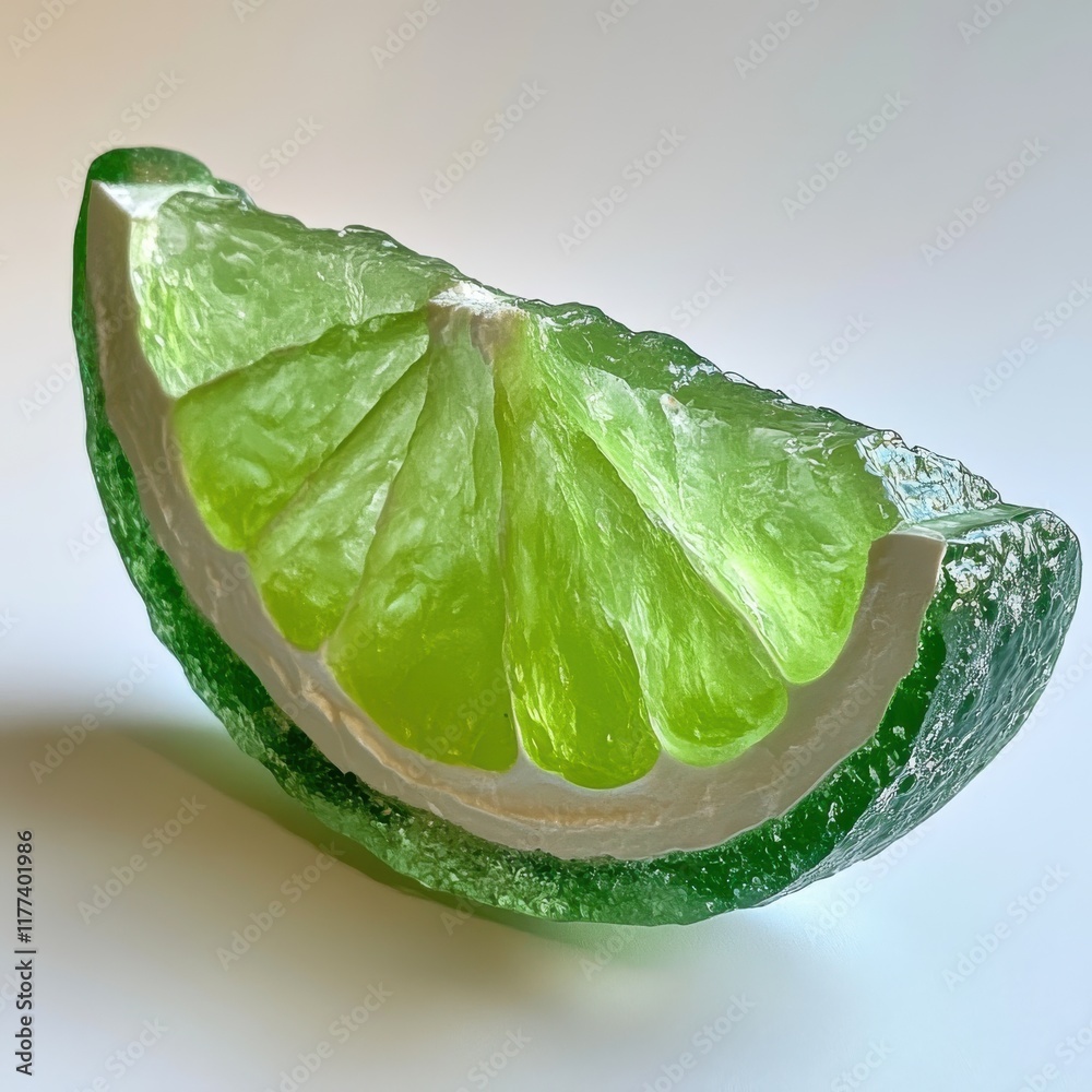 Aufkleber freshly sliced lime with juicy green flesh resting on a bright surface