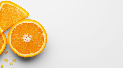 Fresh Orange Slices with Juice on Transparent Background