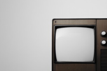 close up of a vintage television on a light background