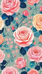 Floral rose patterns background or illustration with pastel tones