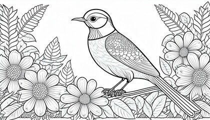 Bird coloring page for kids. Generated image