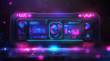 Obraz premium vibrant depiction of glowing search engine dashboard with neon lights