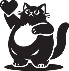 black cat with heart
