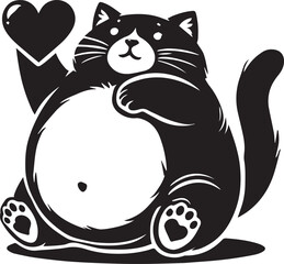 black cat with heart