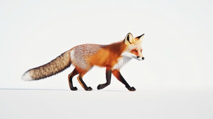 Fototapeta premium a fox walking on a white background