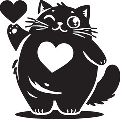 black cat with heart