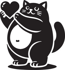 black cat with heart