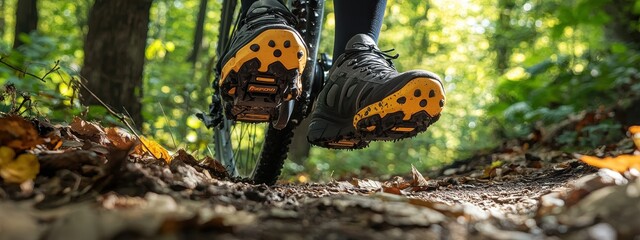 Close-up of athlete's legs on a bicycle. Selective focus