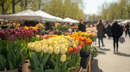 Vibrant flower festival showcasing colorful blooms and enthusiastic visitors enjoying the lively atmosphere