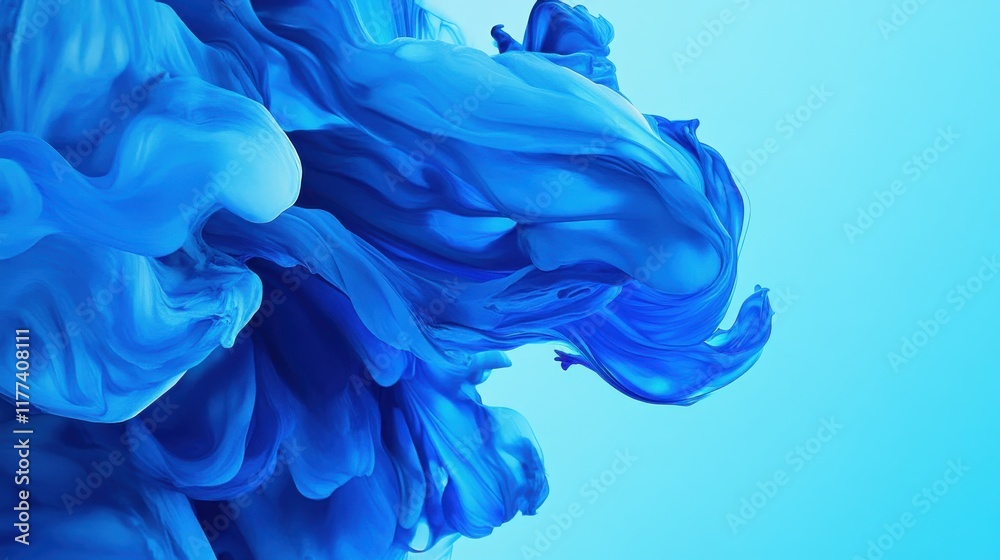 Aufkleber Vibrant electric blue swirl creating a dynamic and flowing abstract pattern in a serene background