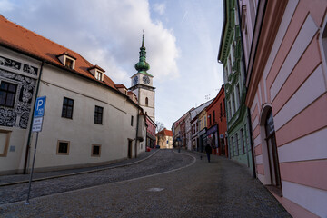 Obraz premium Trebic, Czech Republic - January 4, 2025: Cityscape of the city.