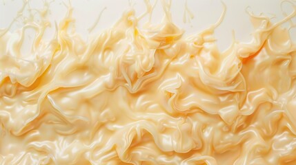 Obraz premium Melted cheddar cheese texture isolated on white background. Food photo sauce Drip with splash