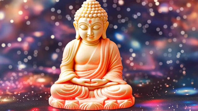 Golden Buddha Statue on Starry Background