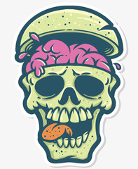 Art & Illustration funny skull head brain out cartoon vector