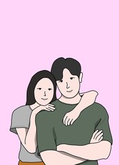 girlfriend couple valentine cover vector