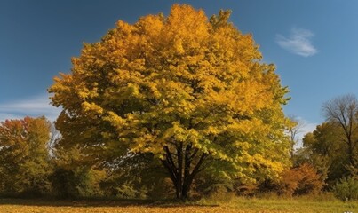 Autumn trees in the field.