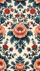 Victorian floral patterns background or illustration with antique charm