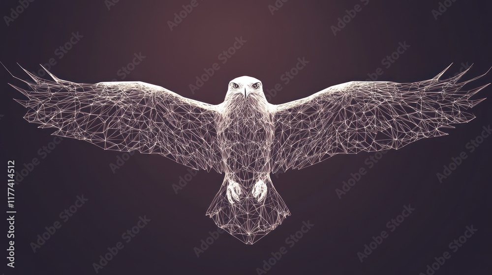 Aufkleber a wireframe representation of a soaring bird, symbolizing freedom and technology.