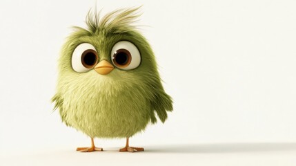 Obraz premium a green animated bird with large eyes on a white background