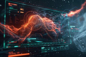 Digital Landscape Displayed on Futuristic Interface
