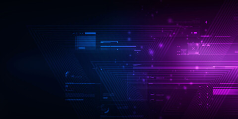 2d illustration Abstract futuristic electronic circuit technology background
