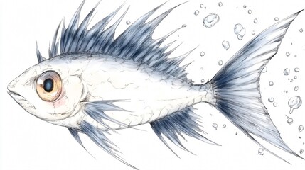 Elegant Fish Illustration: A Detailed Underwater Sketch