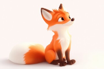 Obraz premium cartoon fox sitting on white background