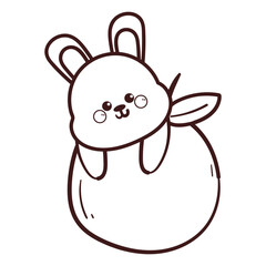 cute hand drawing cartoon bunny with orange fruit coloring page illustration