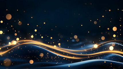 Abstract Dark Blue and Gold Waves Background.  Elegant design for websites, presentations, or luxury branding.