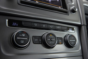 Modern car climate control panel Temperature fan speed and AC settings