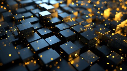 Fototapeta premium Glowing Cubes, Abstract Data, Digital Technology, Network Background, Tech Concept.